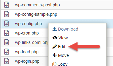 Edit wp-config.php